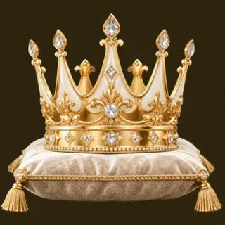 Gold crown on cushion — Friday Friday